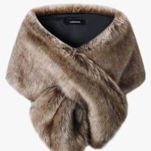 Caracilia Women Luxury Faux Fur Coat Jackets Wrap Cape Shawl